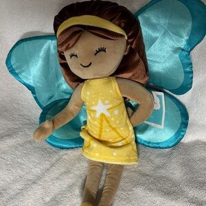 18” Yellow and Brown Stuffed Fairy Doll. NWT